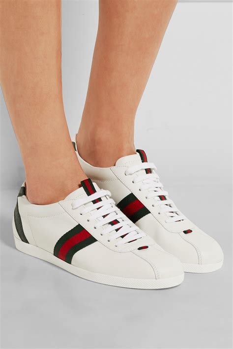 black and white leather gucci sneakers|Gucci denim sneakers.